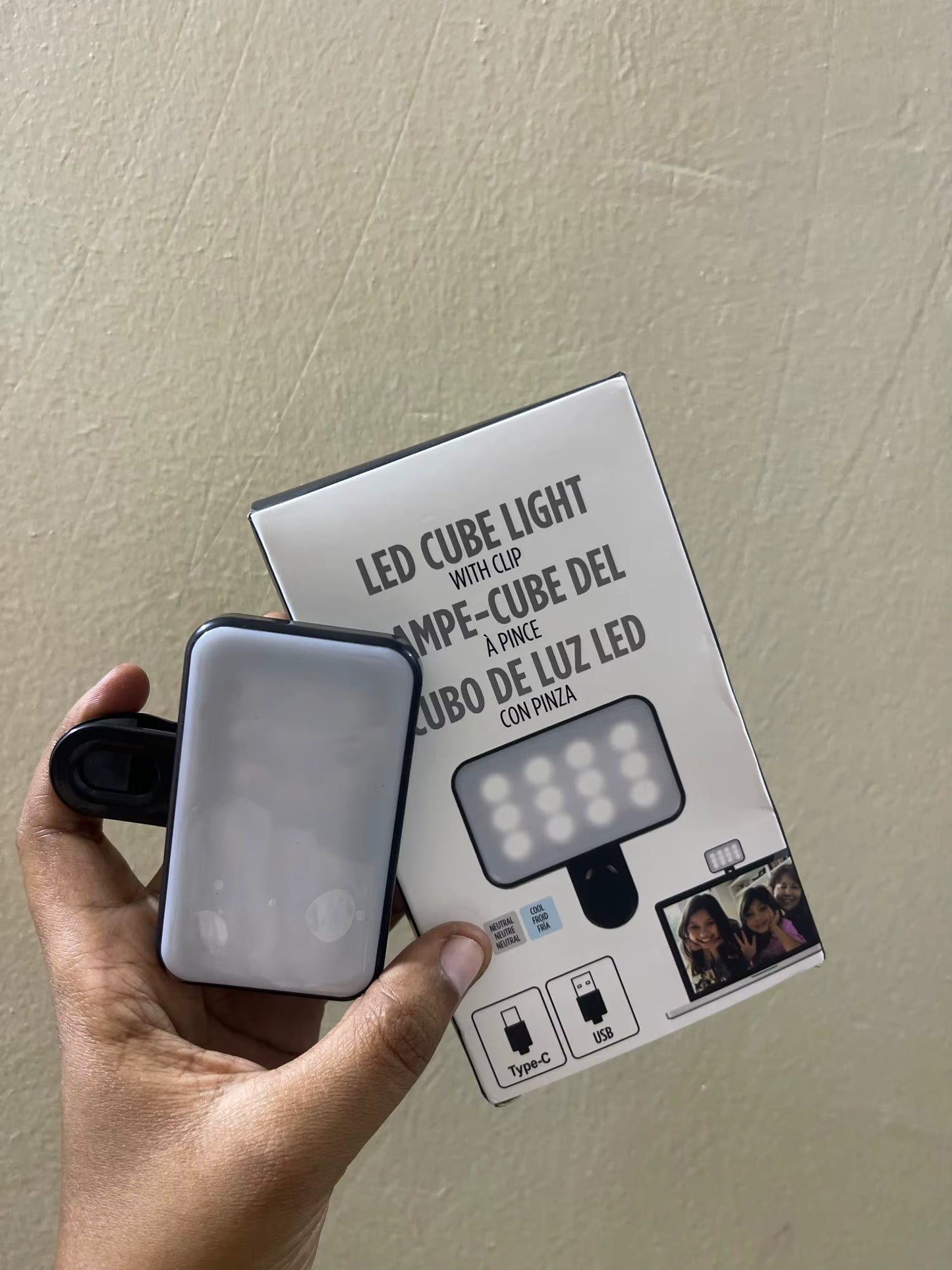 Mini lampe LED rechargeable pour selfies – 3 modes de couleur