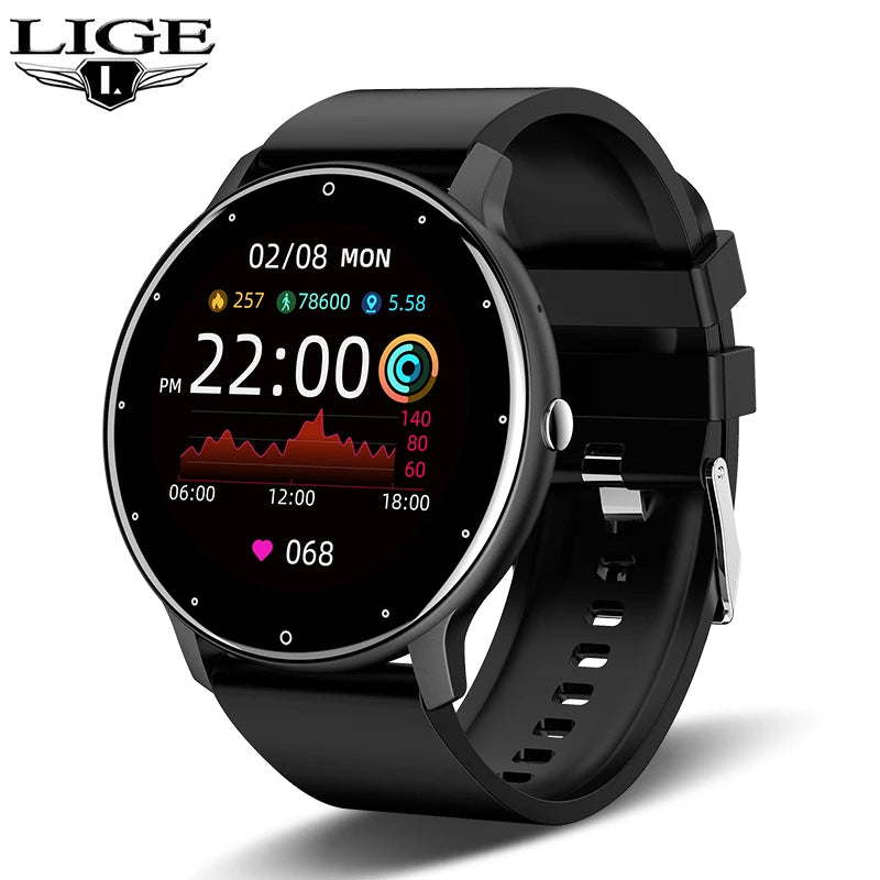 Montre connectée LIGE pour hommes et femmes, écran tactile, Bluetooth 5.2
