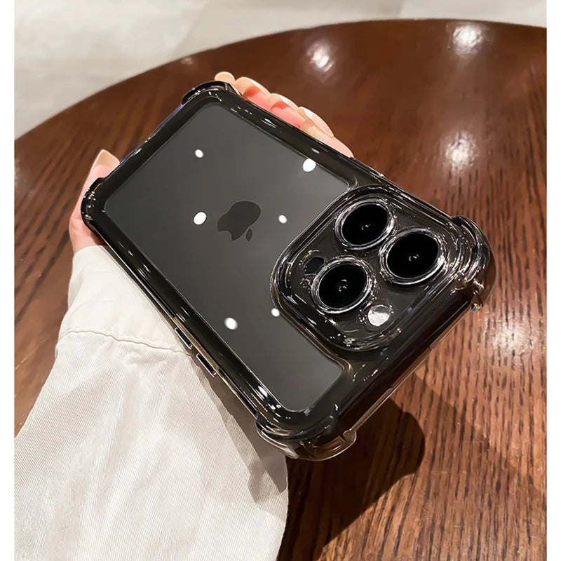 Coque de téléphone en silicone transparent avec protection d'objectif