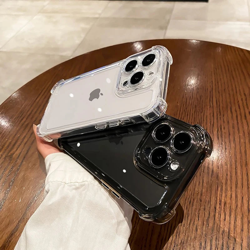 Coque de téléphone en silicone transparent avec protection d'objectif