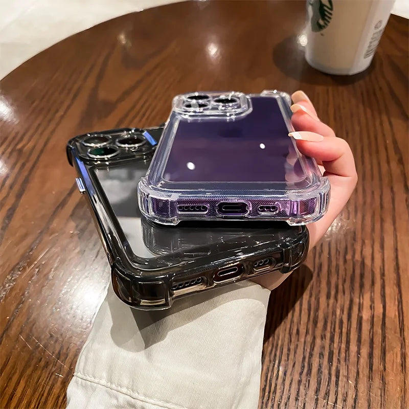 Coque de téléphone en silicone transparent avec protection d'objectif
