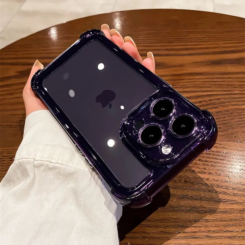 Coque de téléphone en silicone transparent avec protection d'objectif