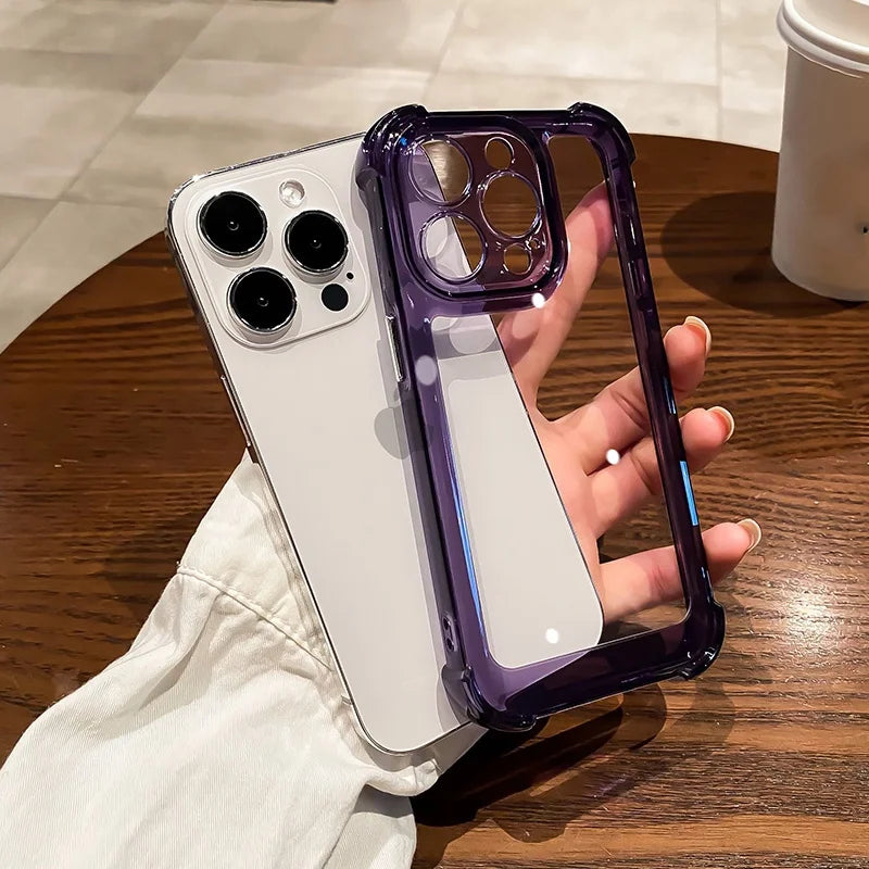 Coque de téléphone en silicone transparent avec protection d'objectif