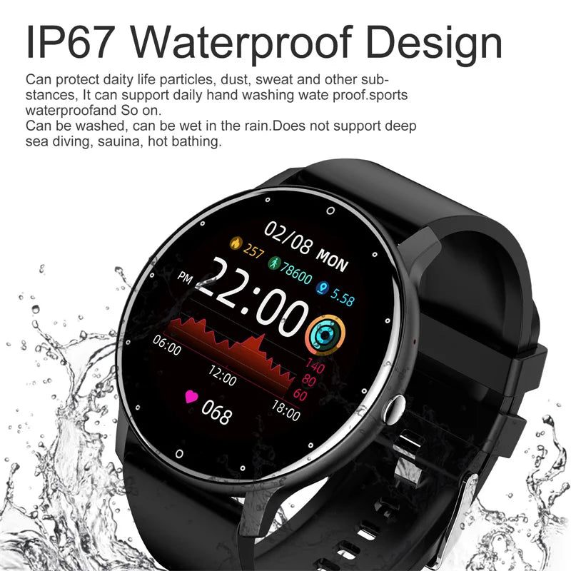 Montre connectée LIGE pour hommes et femmes, écran tactile, Bluetooth 5.2