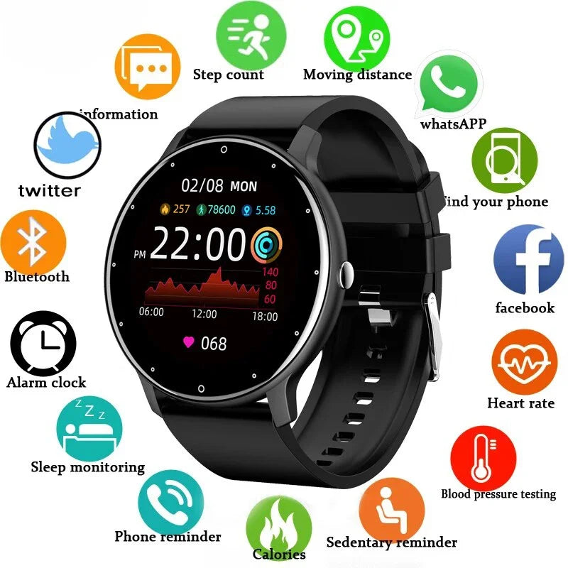 Montre connectée LIGE pour hommes et femmes, écran tactile, Bluetooth 5.2