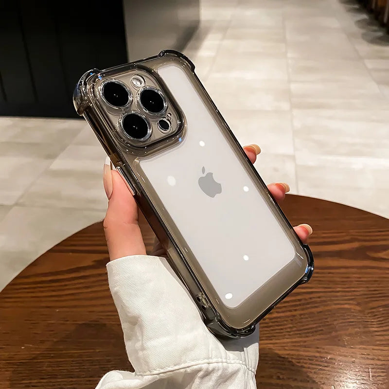 Coque de téléphone en silicone transparent avec protection d'objectif