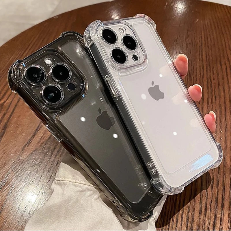 Coque de téléphone en silicone transparent avec protection d'objectif