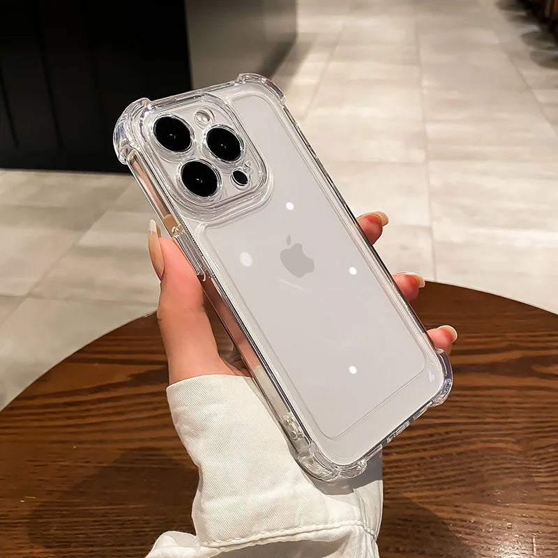 Coque de téléphone en silicone transparent avec protection d'objectif